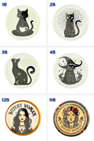 Black Cats and Witchy Women -  2.25" Pinback Buttons & Magnets