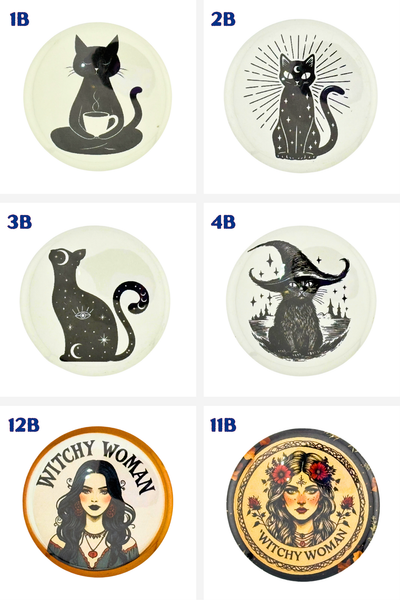 Black Cats and Witchy Women -  2.25" Pinback Buttons & Magnets